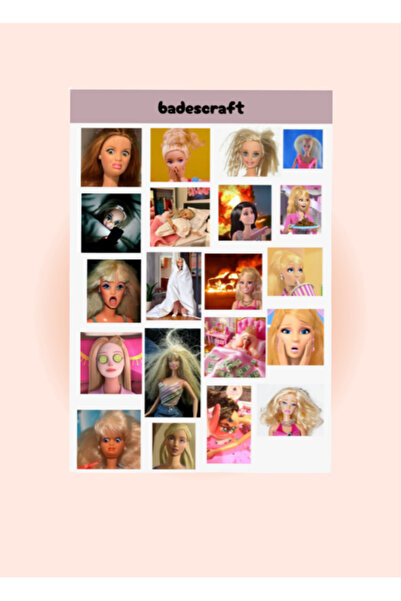 badescraft Barbie Moods Sticker- Barbie Temalı Sticker Tepkiler- Etiket -Defter Journal İçin Uygun