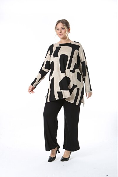 THE CABIN Women's Plus Size Modern Patterned Bottom Top Suit