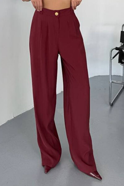 Feela Moda Women's Modal Cupra Woven Pleated Palazzo Pants 2022