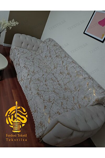 Tekstilsa Seat Sofa Bed Cover New Fashion Gold Leaf Decorative Silvery White Sponge Seat Cover 1Pcs