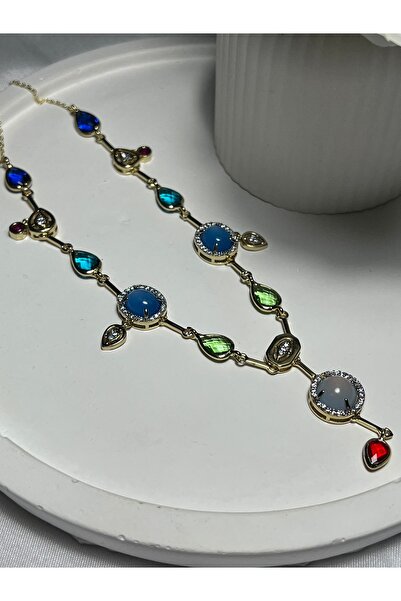 Garmon Mg-02 316L Guaranteed Zircon Steel Necklace, Full Zircon Stone Y Necklace
