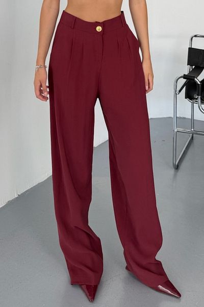 Feela Moda Women's Modal Cupra Woven Pleated Palazzo Pants 2022