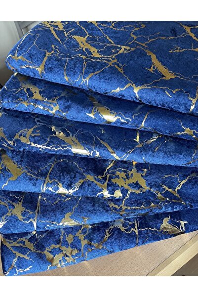 Tekstilsa Koltuk Çekyat Örtüsü Yenimoda Altın Varaklı Dekoratif Lacivert Zemin Süngerli Koltukörtüsü 1adet