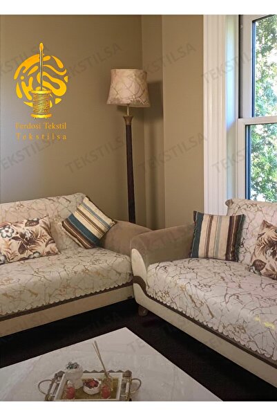 Tekstilsa Sofa Bed Cover New Fashion Gold Foil Decorative Cream Background Fo...