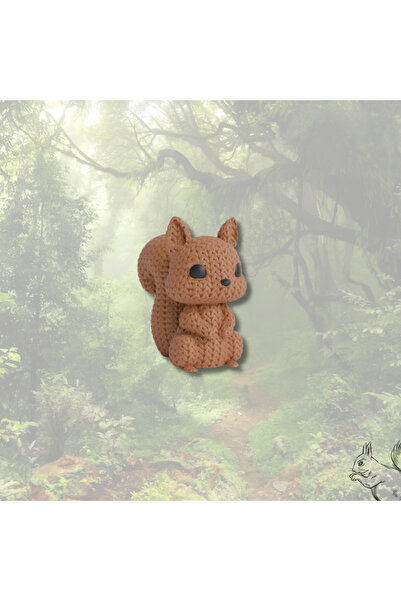 mmb سلسلة مفاتيح السنجاب - شكل صلب بنمط محبوك بني |   حقيبة زينة لطيفة على طراز أميجورومي