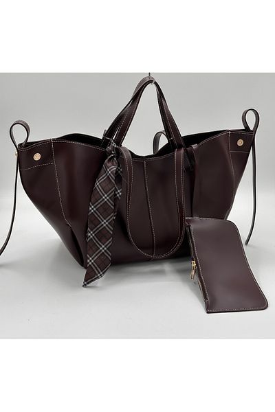 Elanore Large Size Women's Hand and Shoulder Bag with Wallet and Snap Detail on the Sides