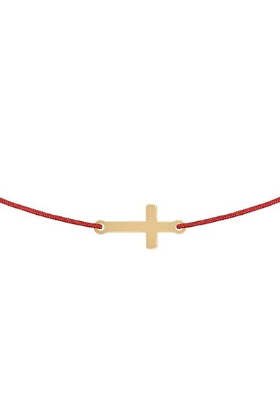 OEM Brățară copii șnur reglabil și pandantiv cruciuliță din aur 14k