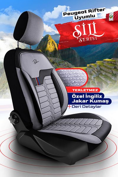 Panda Kılıf Panda Chile Series British Jacquard Fabric Peugeot Rifter Compatible Auto Seat Cover - Full Set