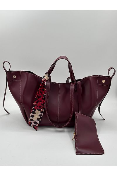 Elanore Large Size Women's Hand and Shoulder Bag with Wallet and Snap Detail on the Sides