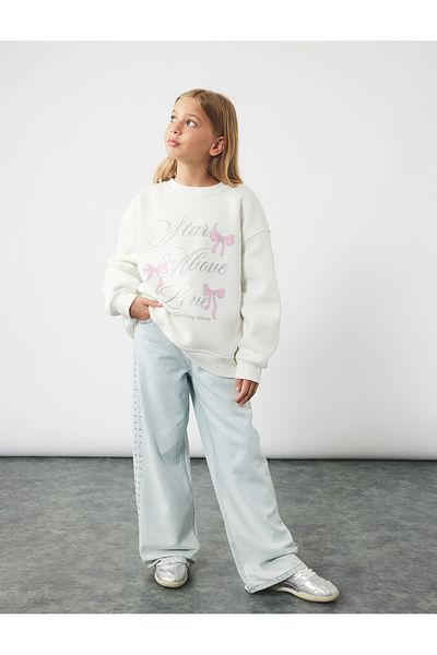 Koton Cotton Staple Detailed Wide Leg Denim Trousers