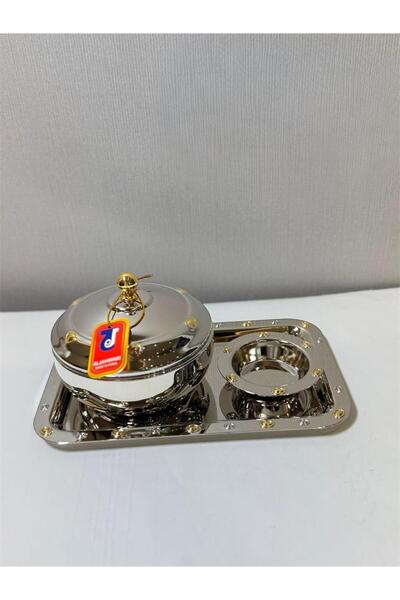 aljahwari Date set with a plate, a plate, and a serving tray, two-tone nickel