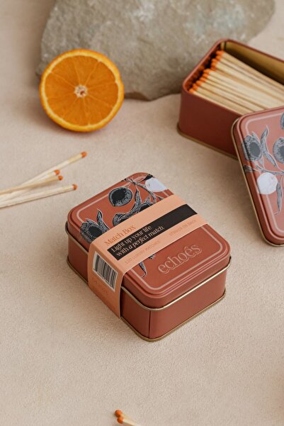 Echoes Candle & Scent Lab. Feed Your Soul Teneke Kibrit Kutusu - 120 Adet Turuncu Uçlu Uzun Kibrit