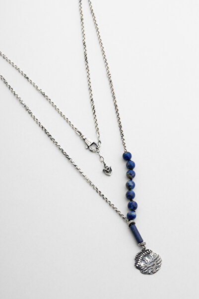 So CHIC... 69 cm Silver Men's Necklace with Layered Stone