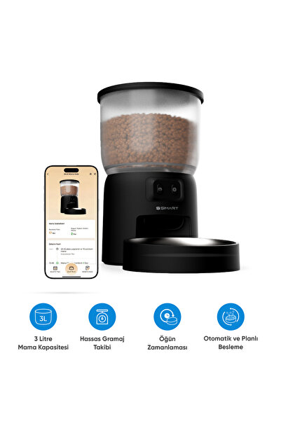 Şımart Akıllı Mama Kabı 3l Kapasiteli Ve Wi-fi Kontrollü Otomatik Besleme