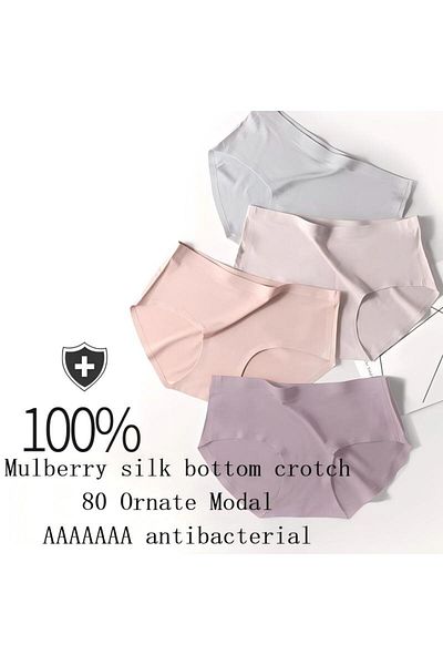 Generic 4-piece Set Women's Briefs Mid-rise Cotton Briefs High-stretch Briefs Soft Full Coverage