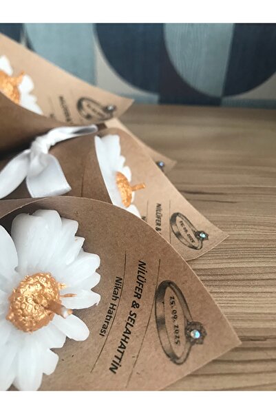 BlueDaisyCandle Kişiye Özel 15 ADET PAPATYA TAŞLI buket mum Düğün/nişan/söz/kadınlar/anneler Günü Hediyelik nikah