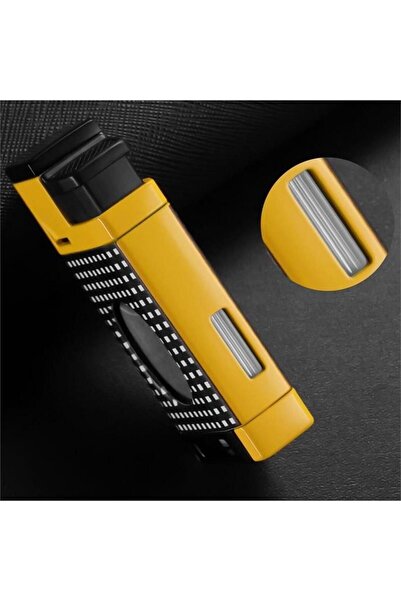 Genel Markalar 3 Jet Torch Alevli Sarı Puro Çakmağı Kesicili - CCM0650