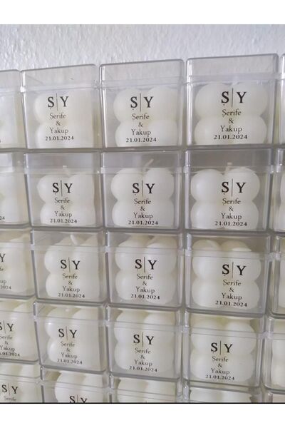 NightFashion 15 Adet Etiketli Mika Kutulu Beyaz Bubble Mum Söz,nişan,düğün,ni...