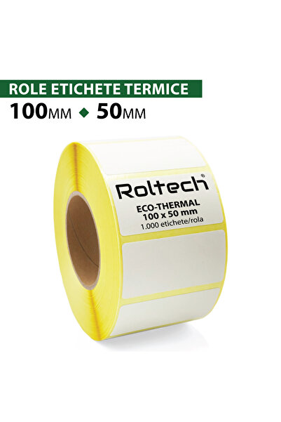 ROLTECH Rola Etichete Termice 100x50mm | 1000 Et./rola Tub 40mm | Thermal Label Roll