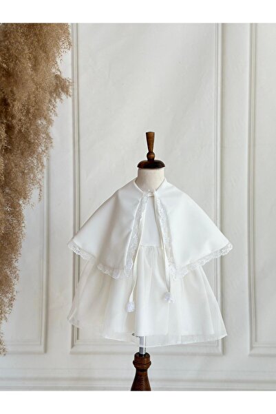 Hobidik Дівчача дитяча біла крепова тканина плащ і сукня