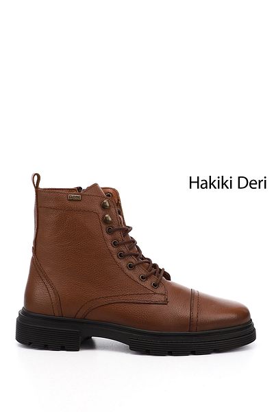GÖNDERİ(R) Taba Floter Gön Genuine Leather Zippered Lace-Up Men's Boots 81501