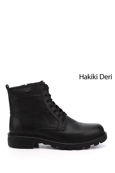 GÖNDERİ(R) Men's Black Zippered Genuine Leather Boots