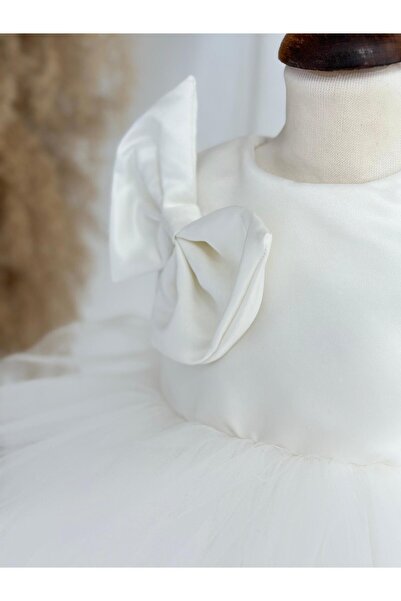 Hobidik Baby Φόρεμα με έναν ώμο με φιόγκο λευκό Tutu