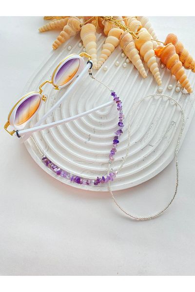 LiKESUN Amethyst Stone Natural Stone Women's Glasses Rope Strap (70 cm)