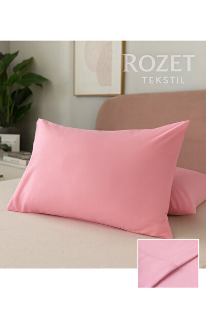 ROZET TEKSTİL 50x70 cm Roze Pamuk Jastučnica - 2 komada sa poklopcem