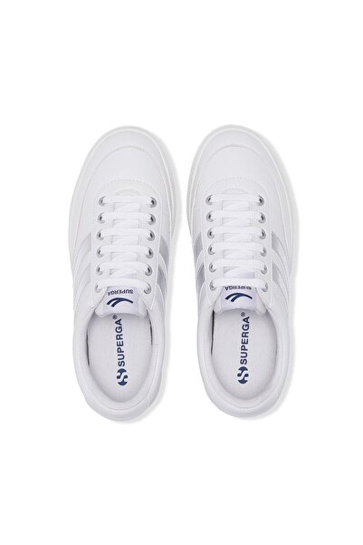 Superga 2740 Platform Blocks Mirror Faux Leather Kadın Beyaz-Gümüş Bileksiz Sneaker