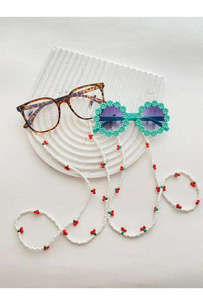 LiKESUN Mother Daughter Collection Double Cherry Glasses Lanyard Strap (70 cm and 55 cm)