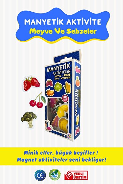 LAÇO توي ستاتيون 30 قطعة فواكه وخضروات مغناطيسية