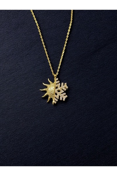 SOFT GÜNEŞ VE KAR TANESİ 925 AYAR KOMPLE GÜMÜŞ ALTIN KAPLAMA