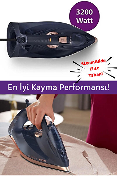Philips Yeni Azur 7500 Serisi Buharlı Ütü - SteamGlide Elite Taban - Üstün Kayma Performansı 3200W