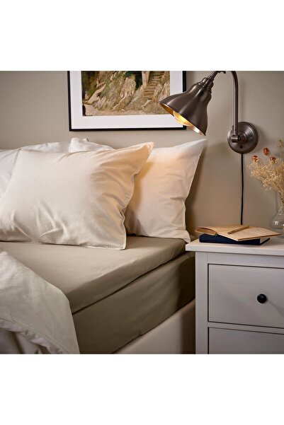IKEA ملاءة سرير لوسادة المرتبة، رمادي-بيج، 140x200 سم ملاءة فقط