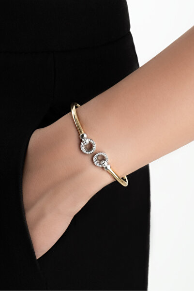 So CHIC... İtalyan 18 Ayar Sarı Altın Kaplama Gümüş Kelepçe Bileklik