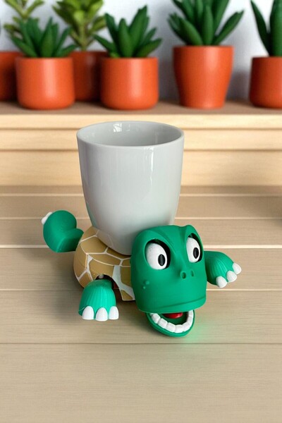 Genel Markalar Sevimli Kaplumbağa Bardak Altlığı – Hareketli ve Eğlenceli Kup...