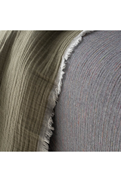 Ecocotton Muna Çift Kişilik Yatak Örtüsü %100 Organik Pamuk Inject Yeşil-Antrasit 240x260 Cm