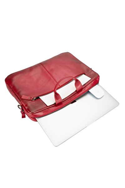 PLM Apollo 15-16 inch Leather Laptop Bag V4EF Red