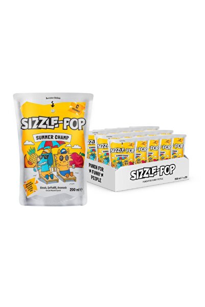 SIZZLE-POP SUMMER CHAMP ŞEFTALİ ELMA ANANAS MEYVE SUYU 200 ML X 20 ADET