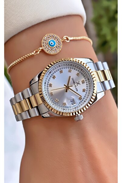 Daniel Klein Gold Colored Women's Wristwatch and Bracelet Gift