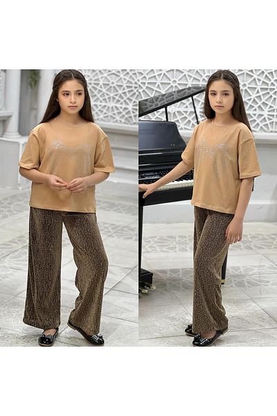 Amur Set de trening elegant pentru fete și set de top și fund cu date de piatră
