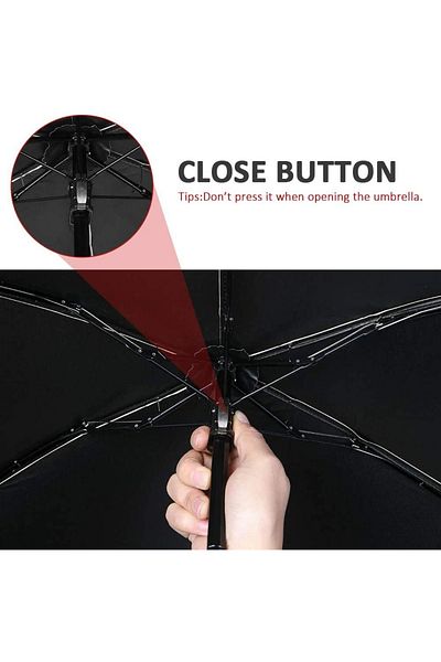 OEM Telescopic Umbrella, Waterproof, UV Protection, 97cm, Black