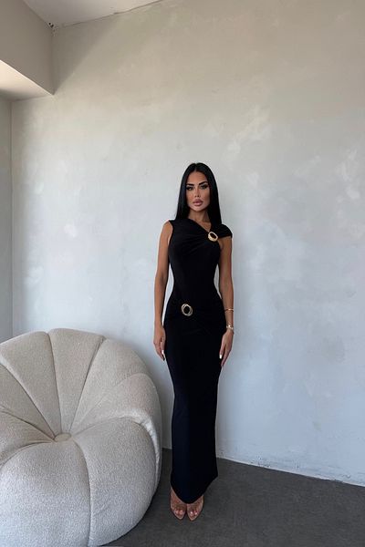 LİLA İSTANBUL Special Design Dress with Shoulder and Waist Buckle