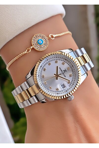 Daniel Klein Gold Colored Women's Wristwatch and Bracelet Gift