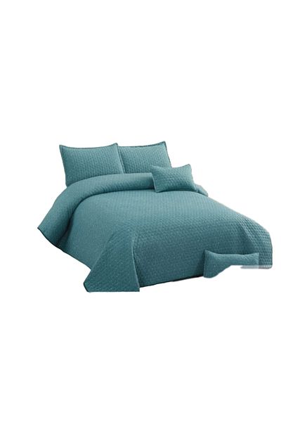 OEM Duvet cover and 4 pillowcases, Cotton and Linen, 5 pieces, Plain, 220x240cm, Turquoise