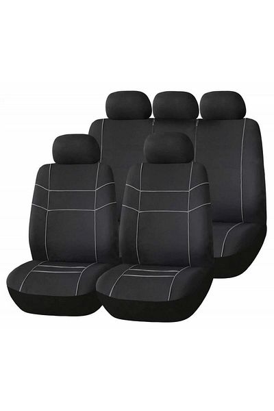 Bottari Set huse scaune auto universale Vector, material textil elastic, negru/gri, montare benzi el