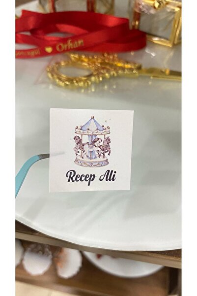 ButikSosyetik Yenidoğan Çikolata Etiketi Atlı Karıncalı 3,5x3,5 cm 88 Adet -B...