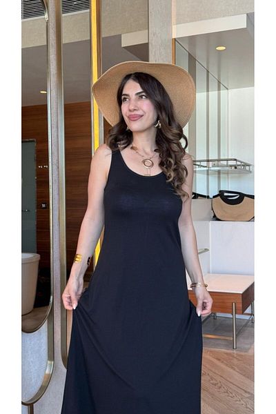 Nnstartshopping Women's Strap Round Neck Viscose Dress