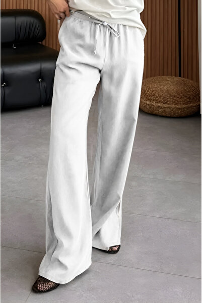 Feela Moda 2008 Lace-Up Elastic Waist Washable Modal Woven Palazzo Women's Trousers